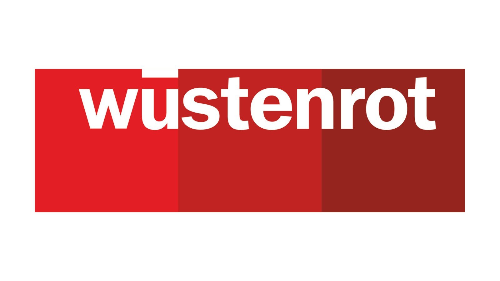 Wüstenrot Logo in Weiß auf rotem Hintergrund