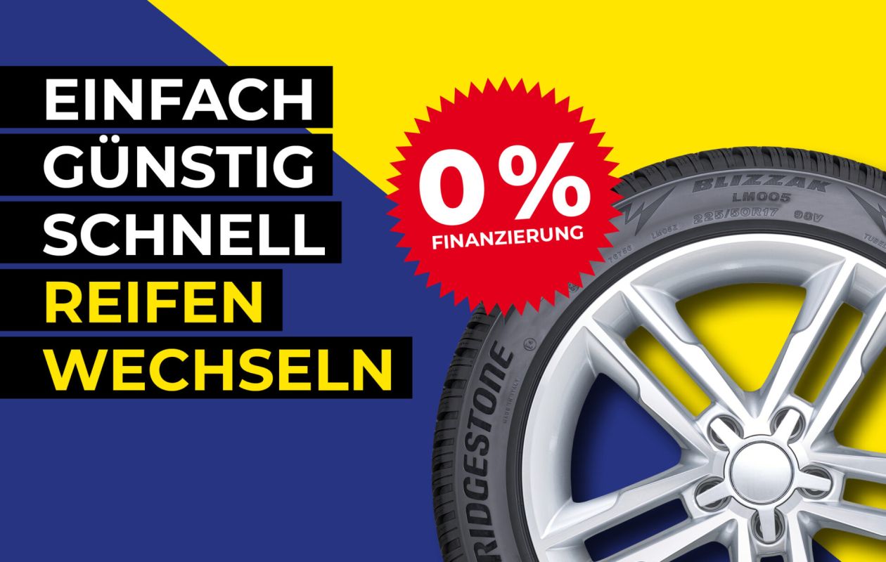 Autoreifen-Service, schneller Terminloser Reifenwechsel, Werbebanner.