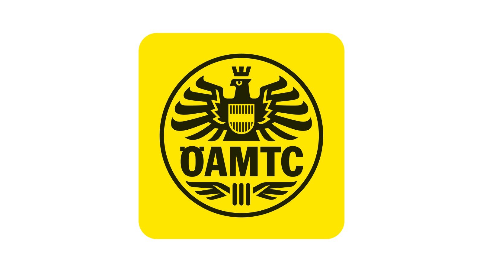 ÖAMTC Logo mit schwarzem Adler auf gelbem Hintergrund