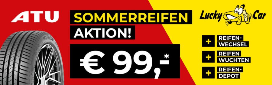Sommerreifen-Aktion für 99 Euro bei ATU mit Serviceleistungen.