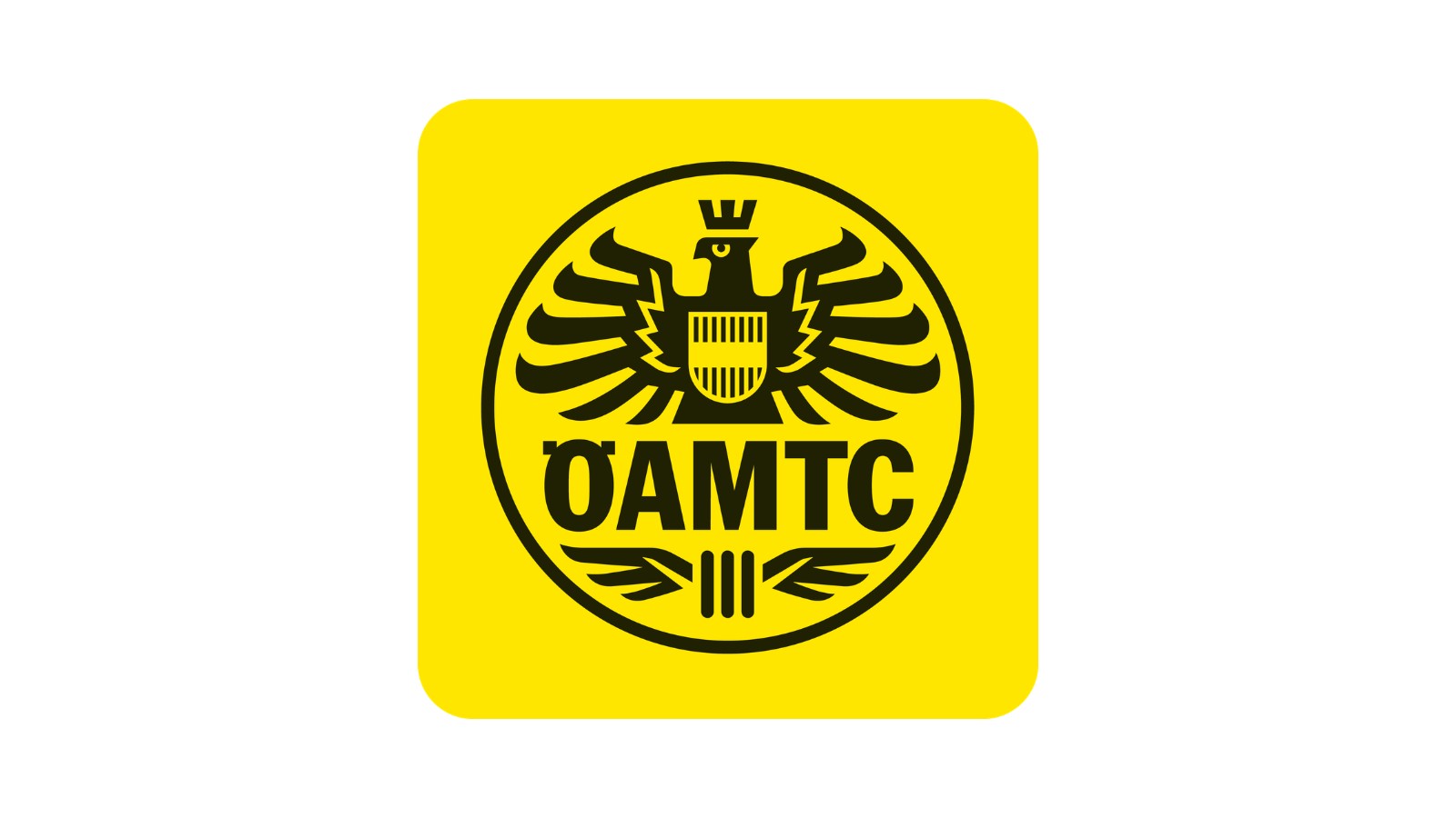 ÖAMTC Logo mit schwarzem Adler auf gelbem Hintergrund