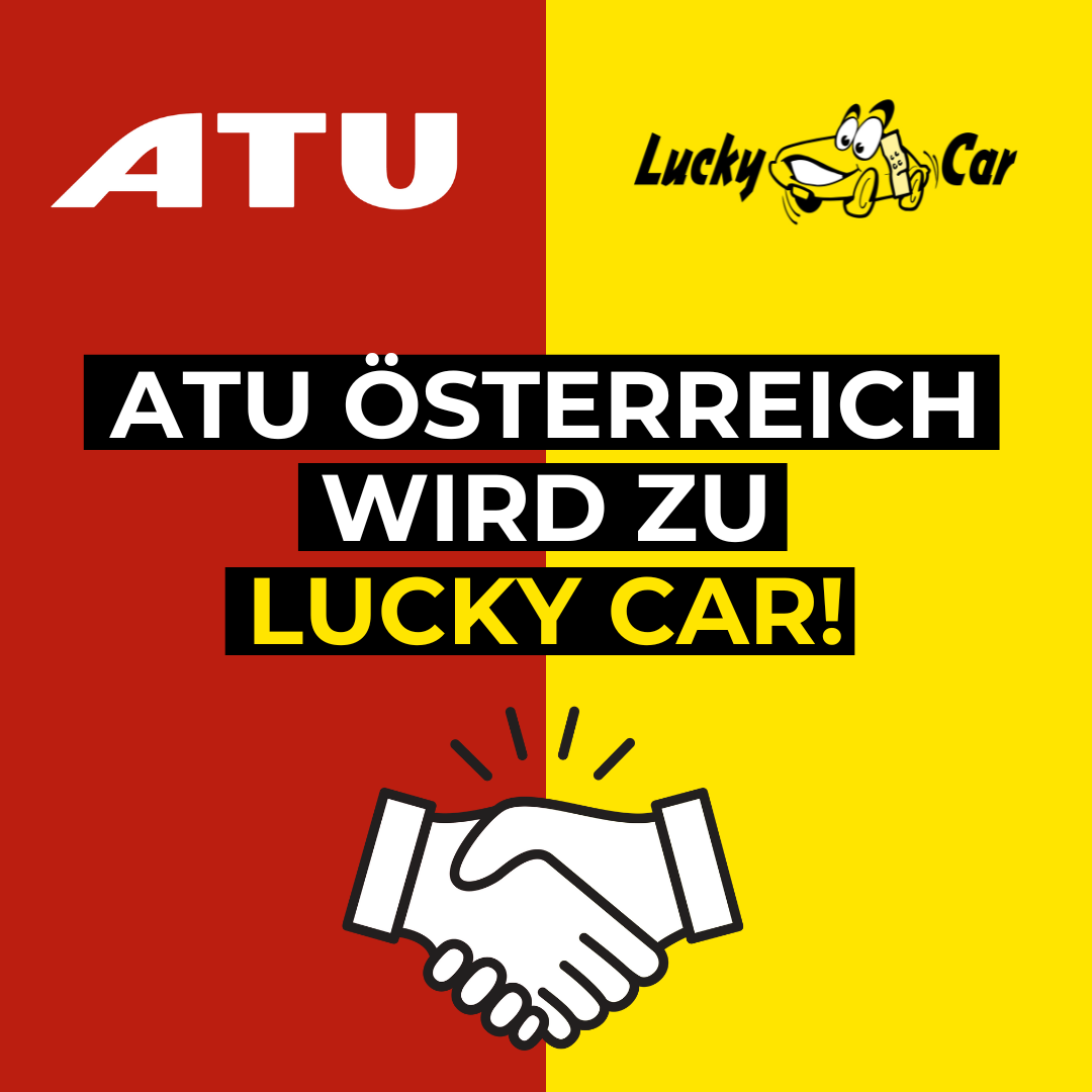 ATU Österreich wird Lucky Car, Logo-Umgestaltung, Handschlag-Symbol.