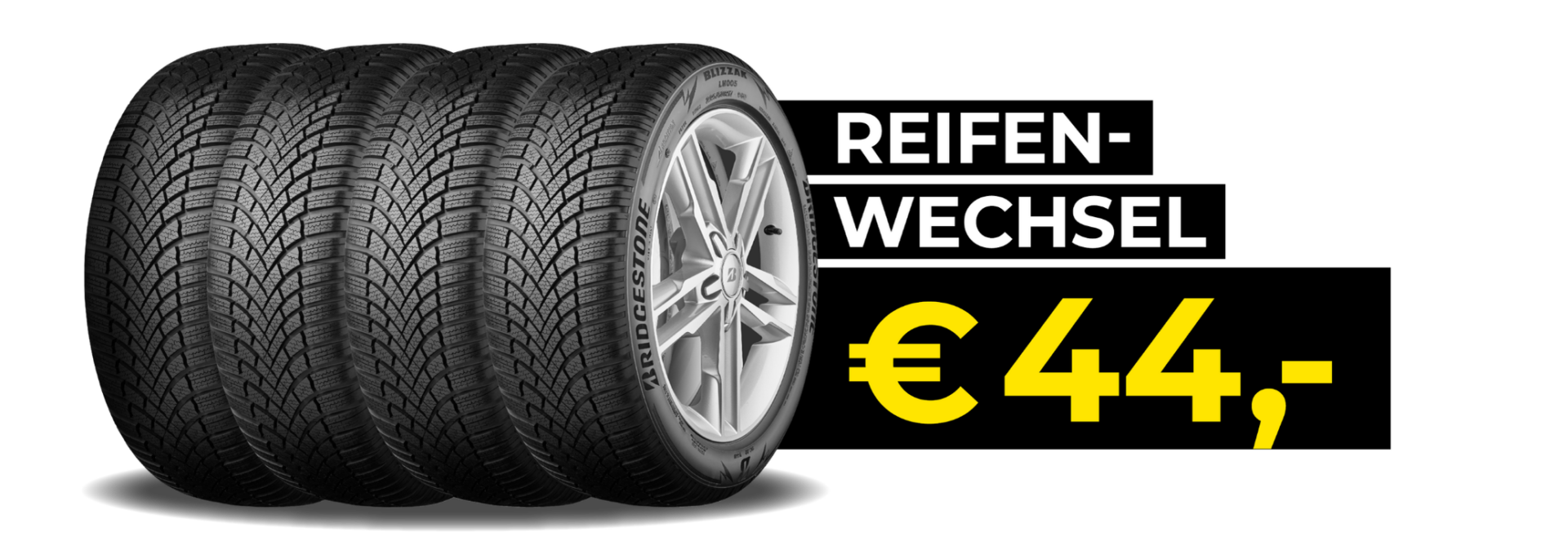 Vier Winterreifen und Reifenwechsel-Angebot um 44 Euro